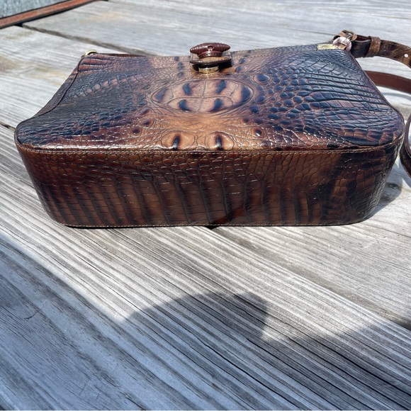 Brahmin Isabelle Pecan Brown Embossed Leather Shoulder Crossbody Purse hand Bag - Picture 3 of 15